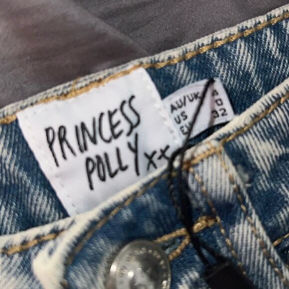 PRINCESS POLLY Zaiden Blue Denim Straight Leg Jeans-0 NWT - Picture 8 of 9